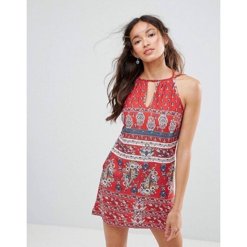 Band of Gypsies Dress Festival Boho Crochet Back Paisley Red S